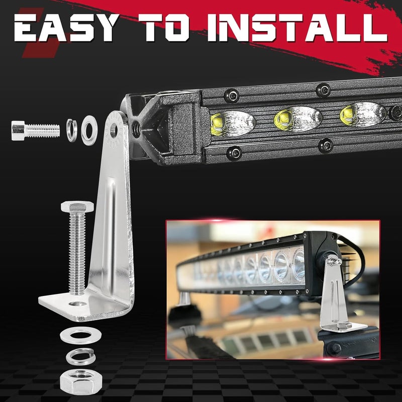 OFFROADTOWN Light Bar Mounting Brackets Universal LED Bar Mounts for Straight or Curved Bar Adjustable Bracket Side-Mounted L-Shape for Truck Pickup Jeep Offroad UTV ATV - Image 5